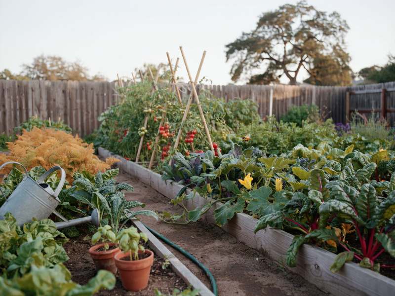 Garden rows in summer